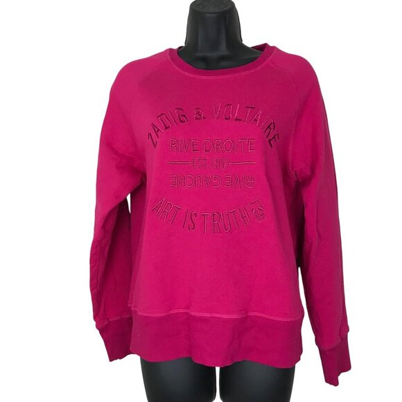 Zadig & Voltaire Tops - Zadig & Voltaire Pink Crew Neck Sweatshirt Size L